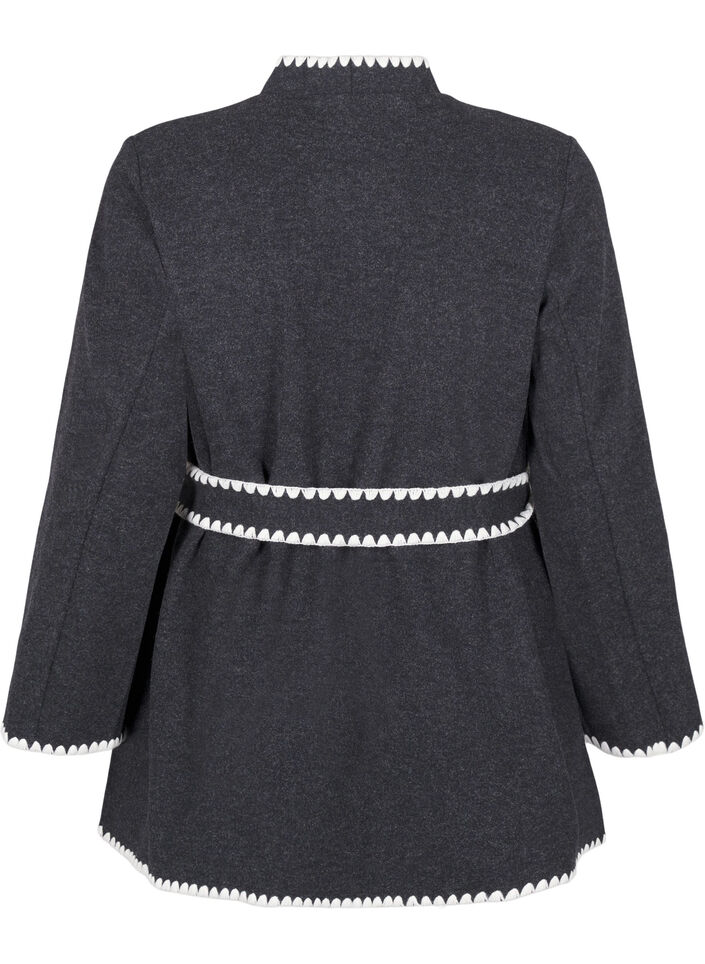 Coat with contrast-coloured edges, Dark Grey Melange, Packshot image number 1