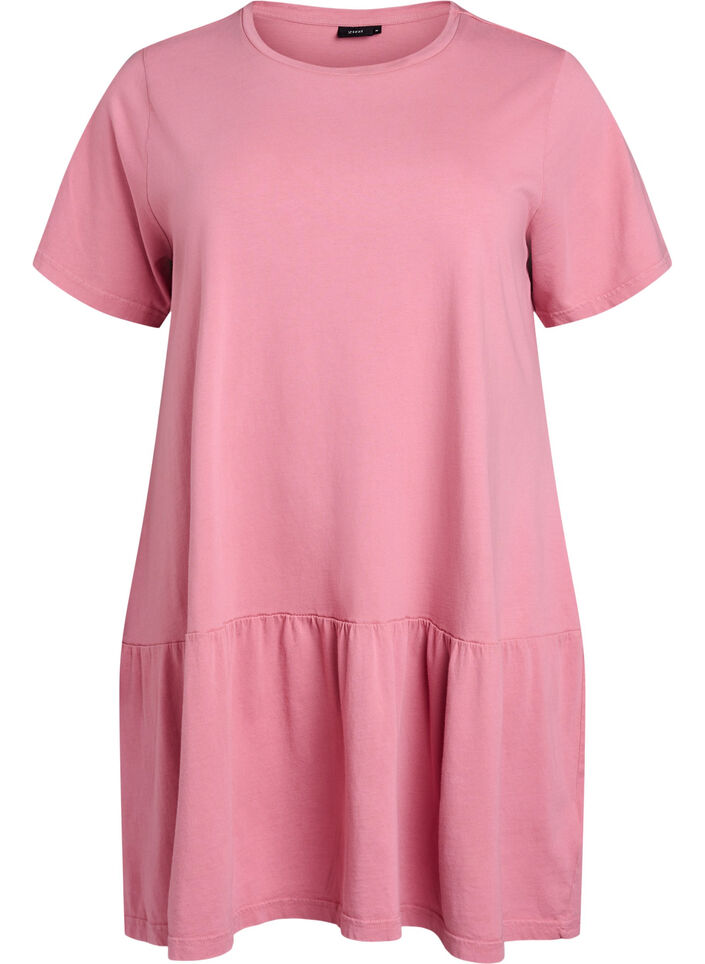 Short A-line dress with a washed look, Rose, Packshot image number 0