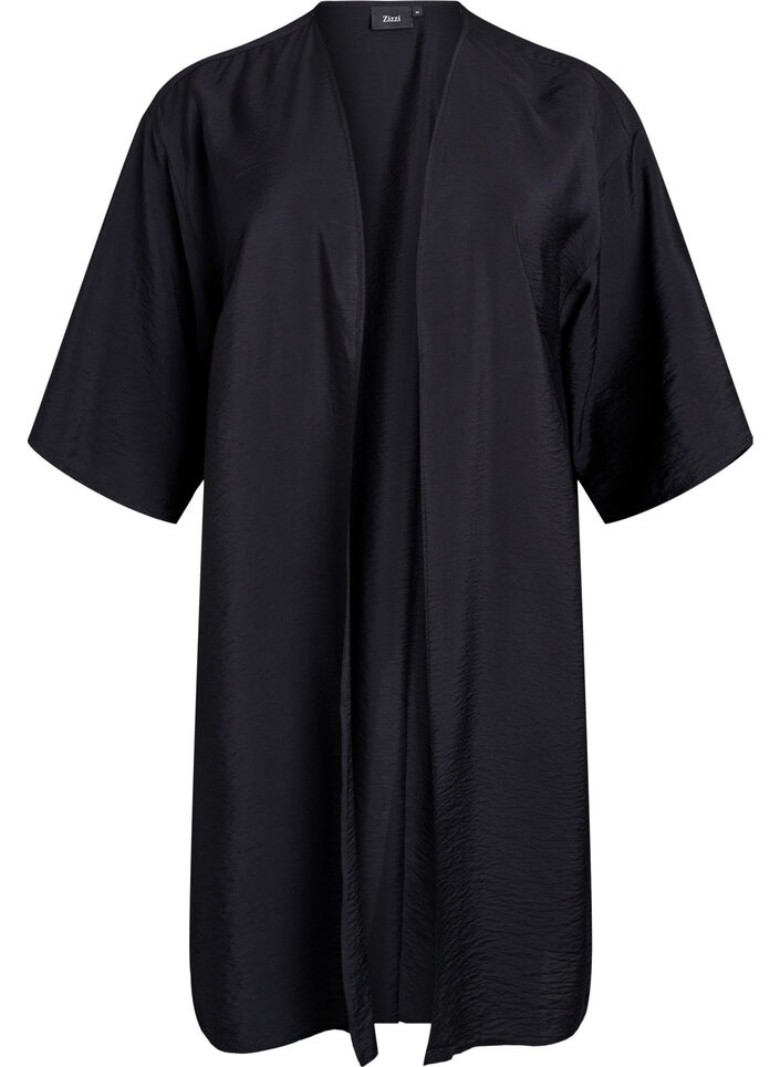 Viscose kimono with 3/4 sleeves, Black, Packshot image number 0