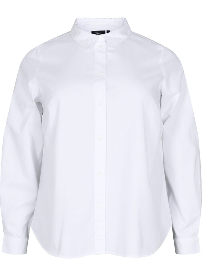 Long-sleeved cotton shirt, White, Packshot image number 0