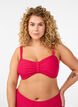 Bandeau bikini top with a textured pattern and removable straps, Pink, Model image number 0