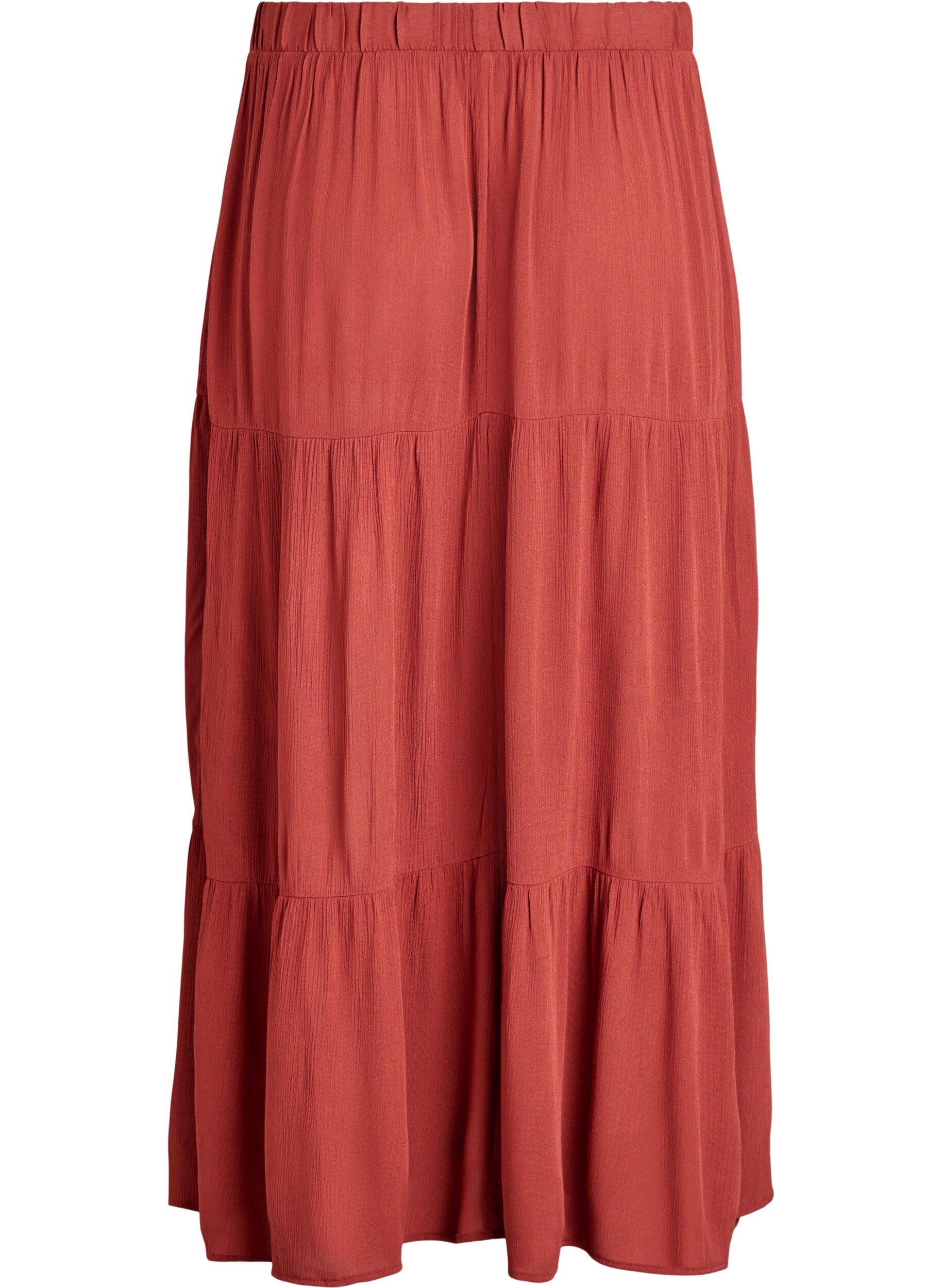 ZizzifashionLong skirt with elasticated waist, Red, Packshot image number 1