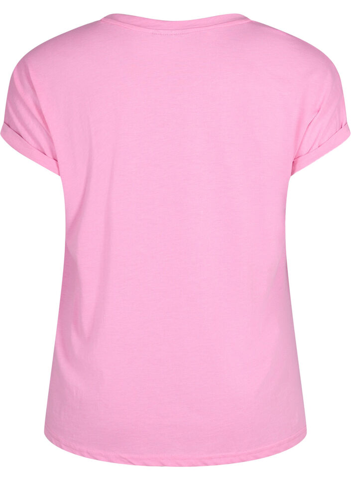 Short sleeved cotton blend t-shirt, Pink, Packshot image number 1