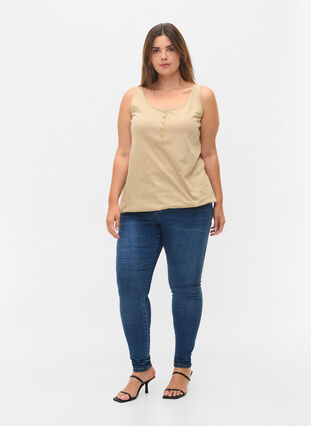 Block coloured cotton top with elastic along the bottom, Humus, Model image number 2