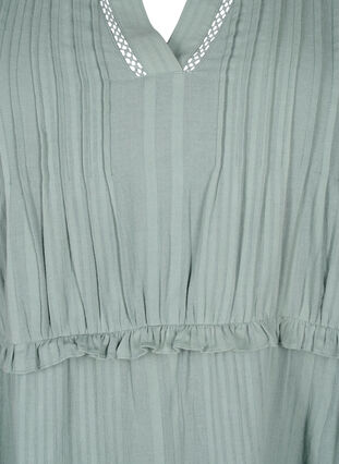 3/4 sleeve cotton dress with ruffles, Chinois Green, Packshot image number 2