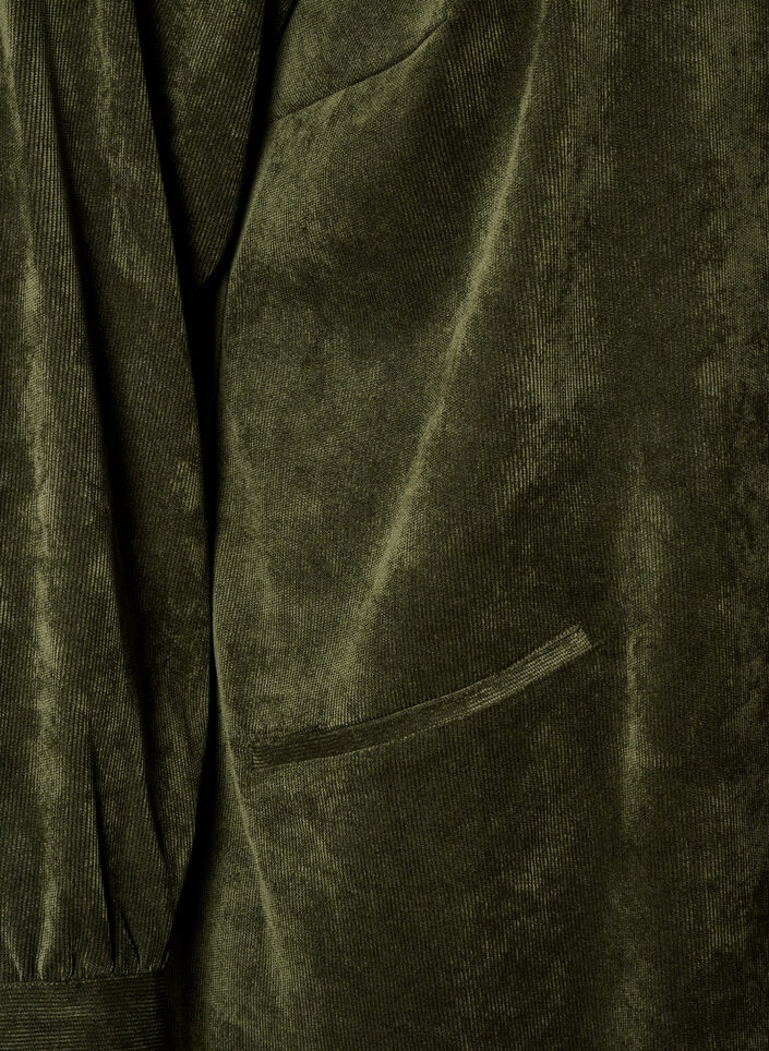 Corduroy shirt dress with collar and button fastening, Green, Packshot image number 3