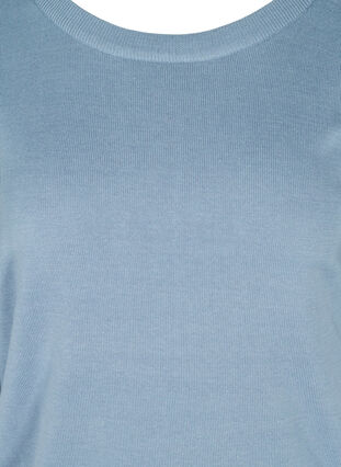 Knit blouse with 3/4-sleeves, Blue Shadow Mel, Packshot image number 2