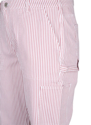 Striped cargo jeans with a straight fit, Rose White Stripe, Packshot image number 2