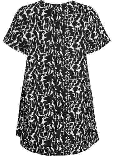 FLASH - Tunic with v neck and print, Black White AOP, Packshot image number 1