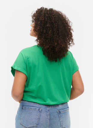 Short sleeved cotton blend t-shirt, Kelly Green, Model image number 1
