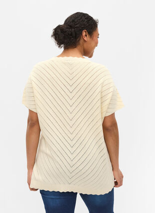Knit cardigan with short sleeves, Warm Off-white, Model image number 1