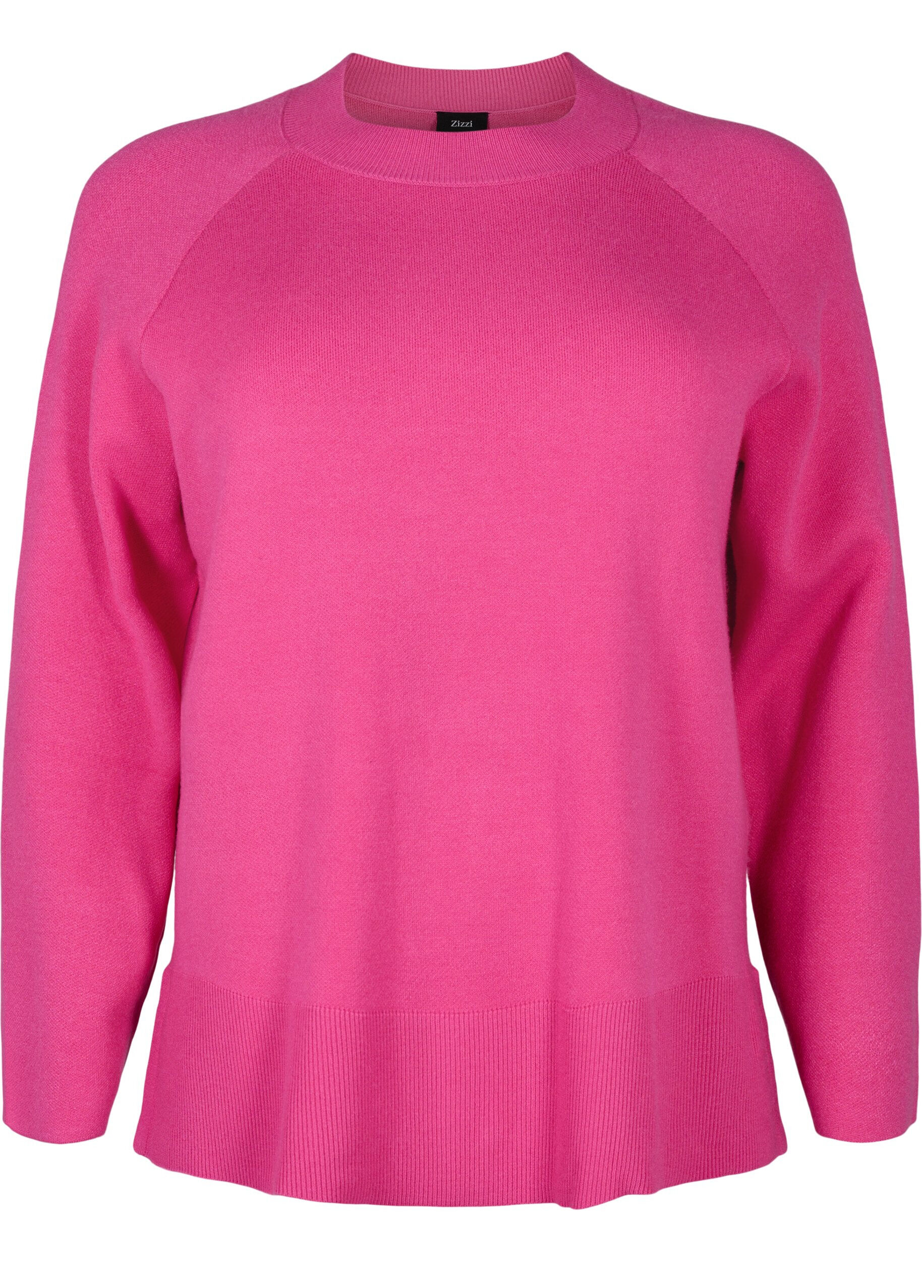 Zizzifashion Viscose blend pullover with side slit	, Raspberry Rose, Packshot image number 0