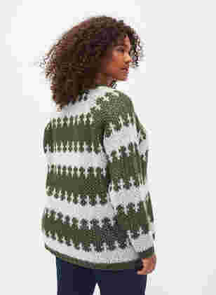 Patterned knitted jumper, Forest Night Comb, Model