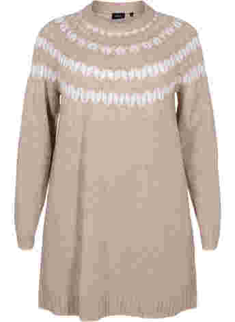 Patterned knit dress with wool