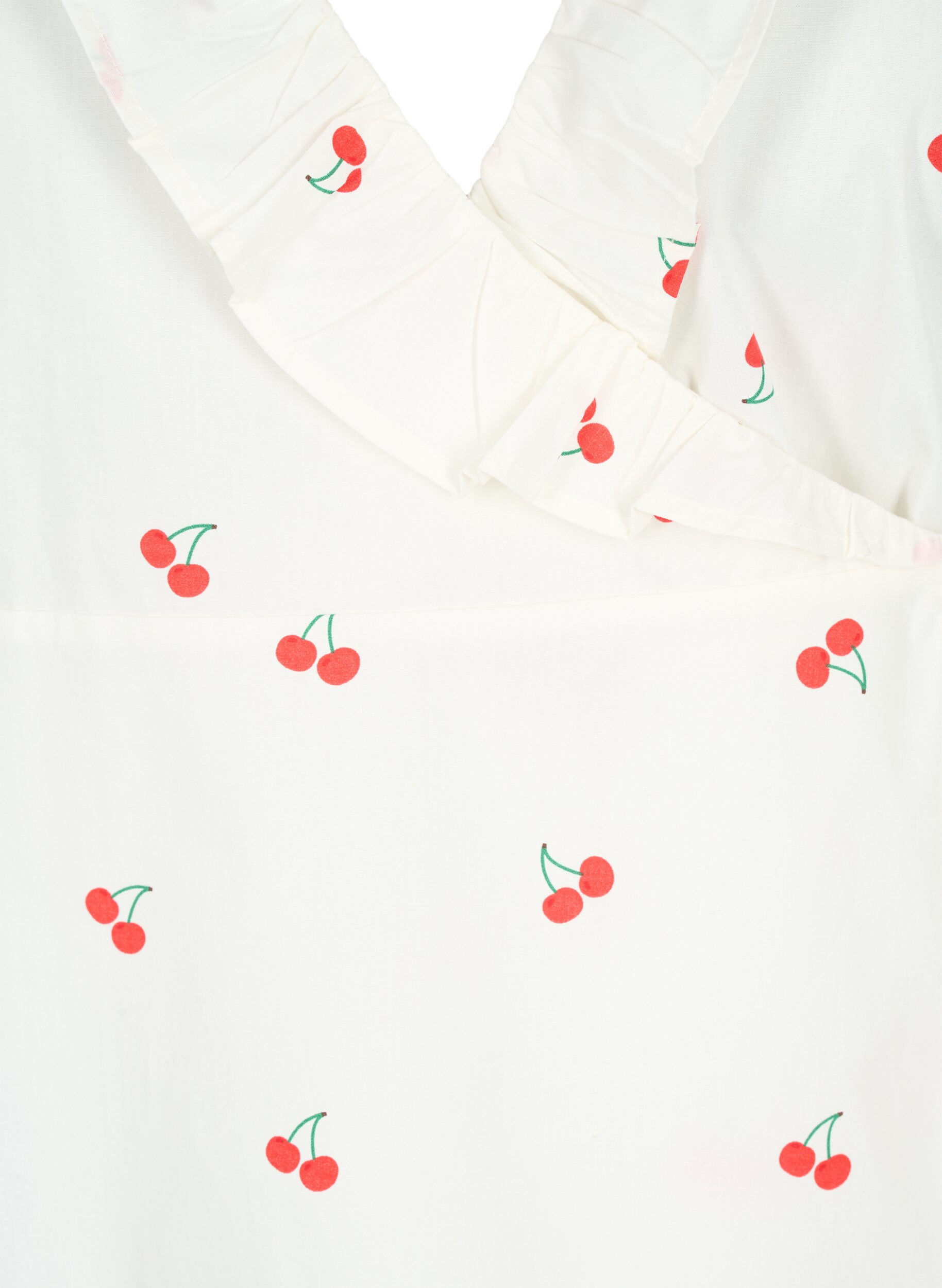 Zizzifashion Cherry print wrap blouse in cotton, B. White/Cherry, Packshot image number 2