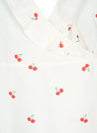 Cotton wrap blouse with floral print, B. White/Cherry, Packshot image number 2