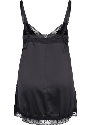 Nightgown with lace and slits, Black, Packshot image number 1