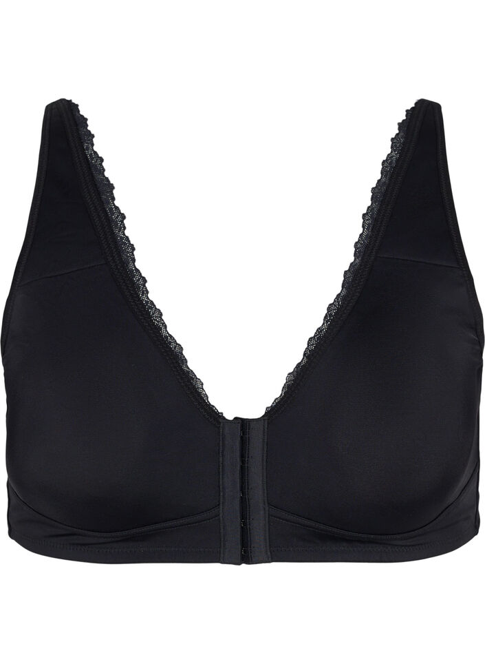 Bra with front closure, Black, Packshot image number 0