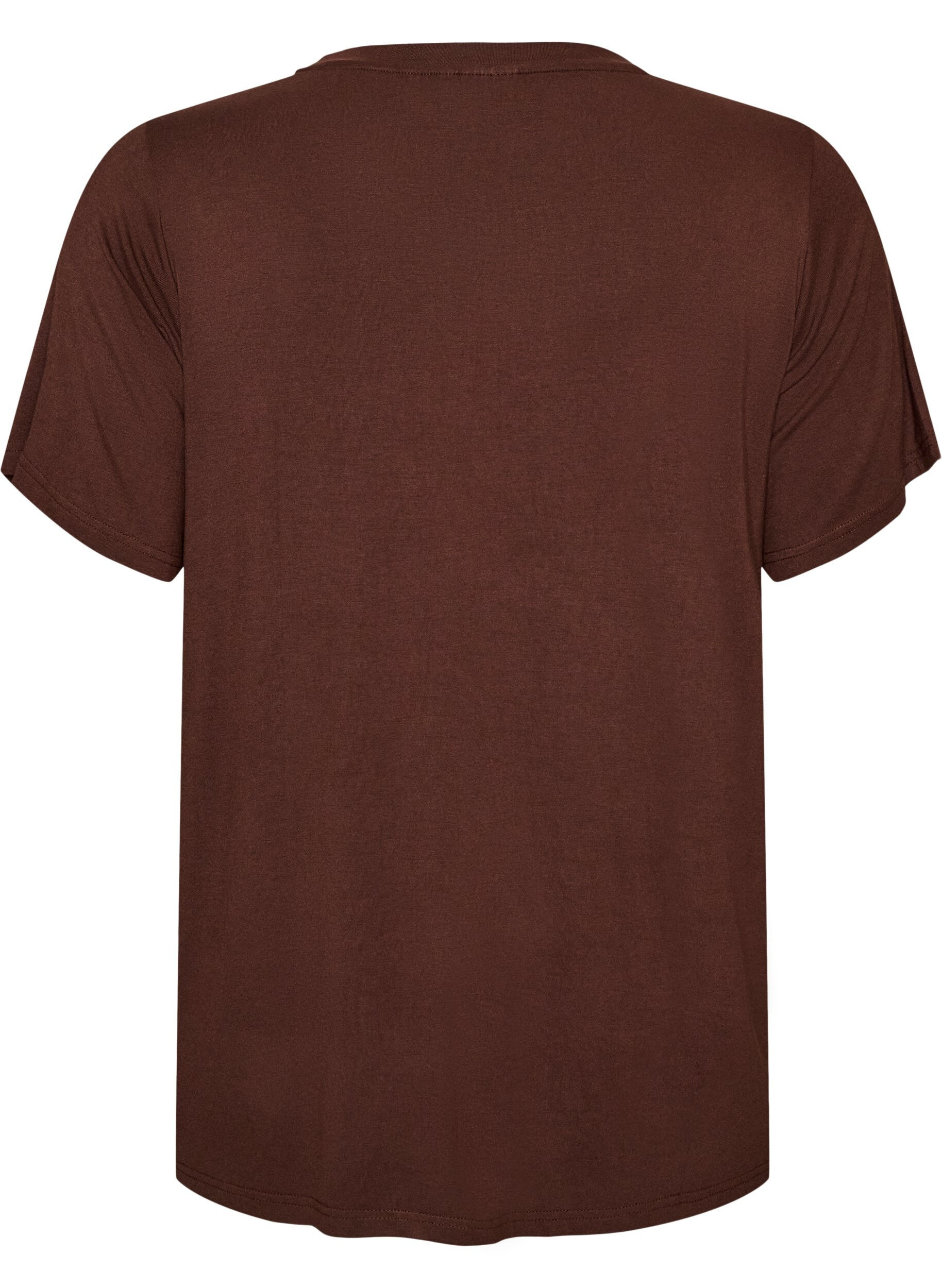 ZizzifashionViscose T-shirt with rhinestones, Brown, Packshot image number 1