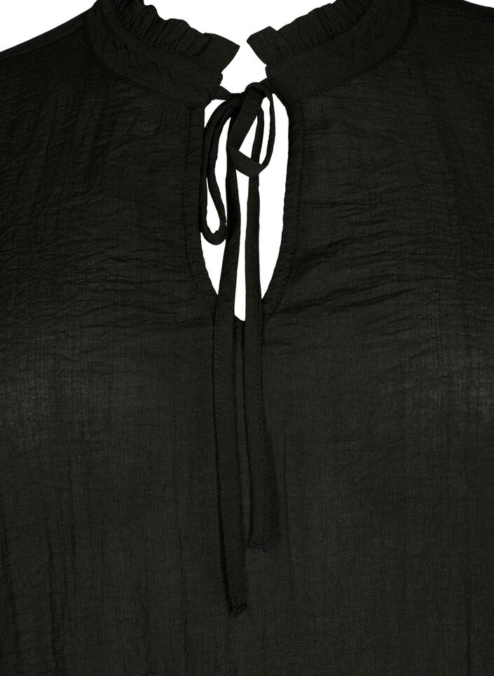 Long-sleeved blouse with peplum, Black, Packshot image number 2