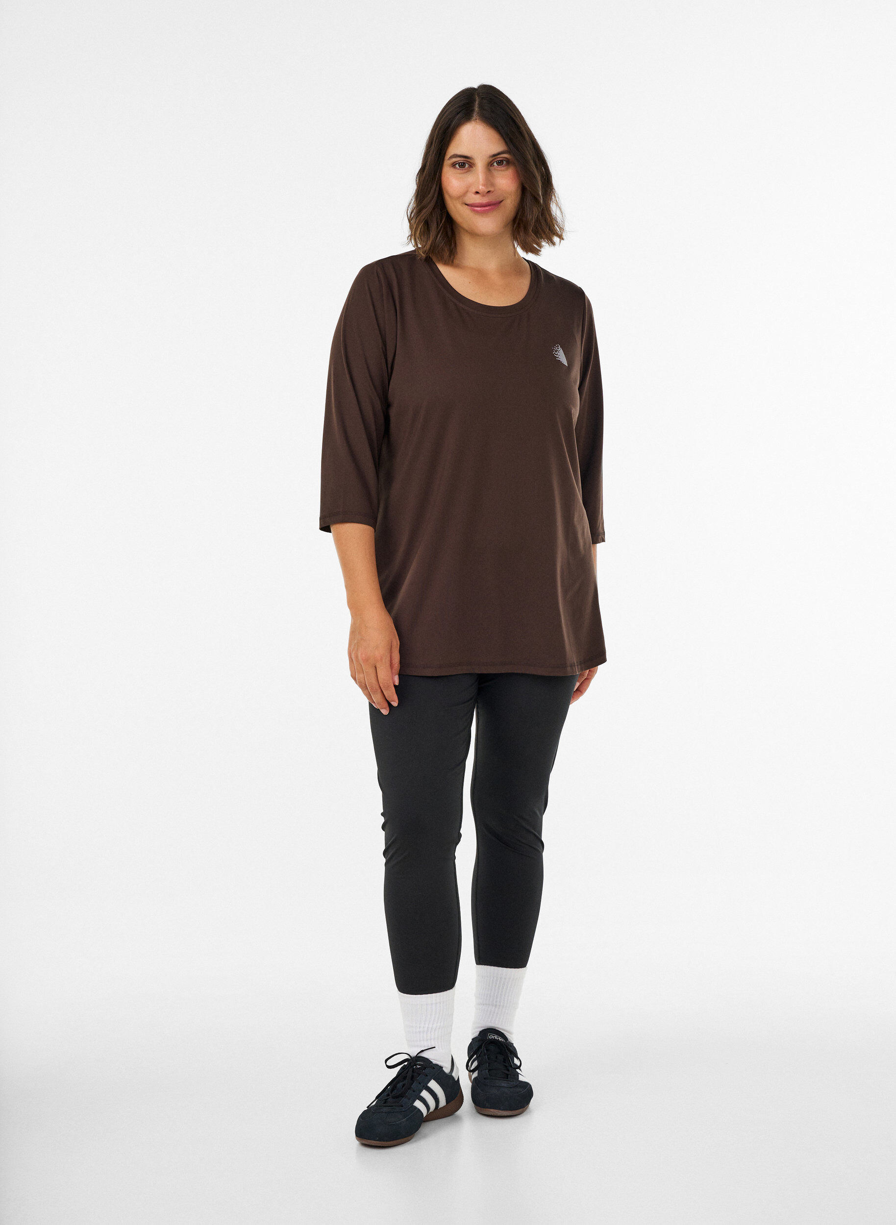 ZizzifashionSports top with 3/4 sleeves, Brown, Model image number 1