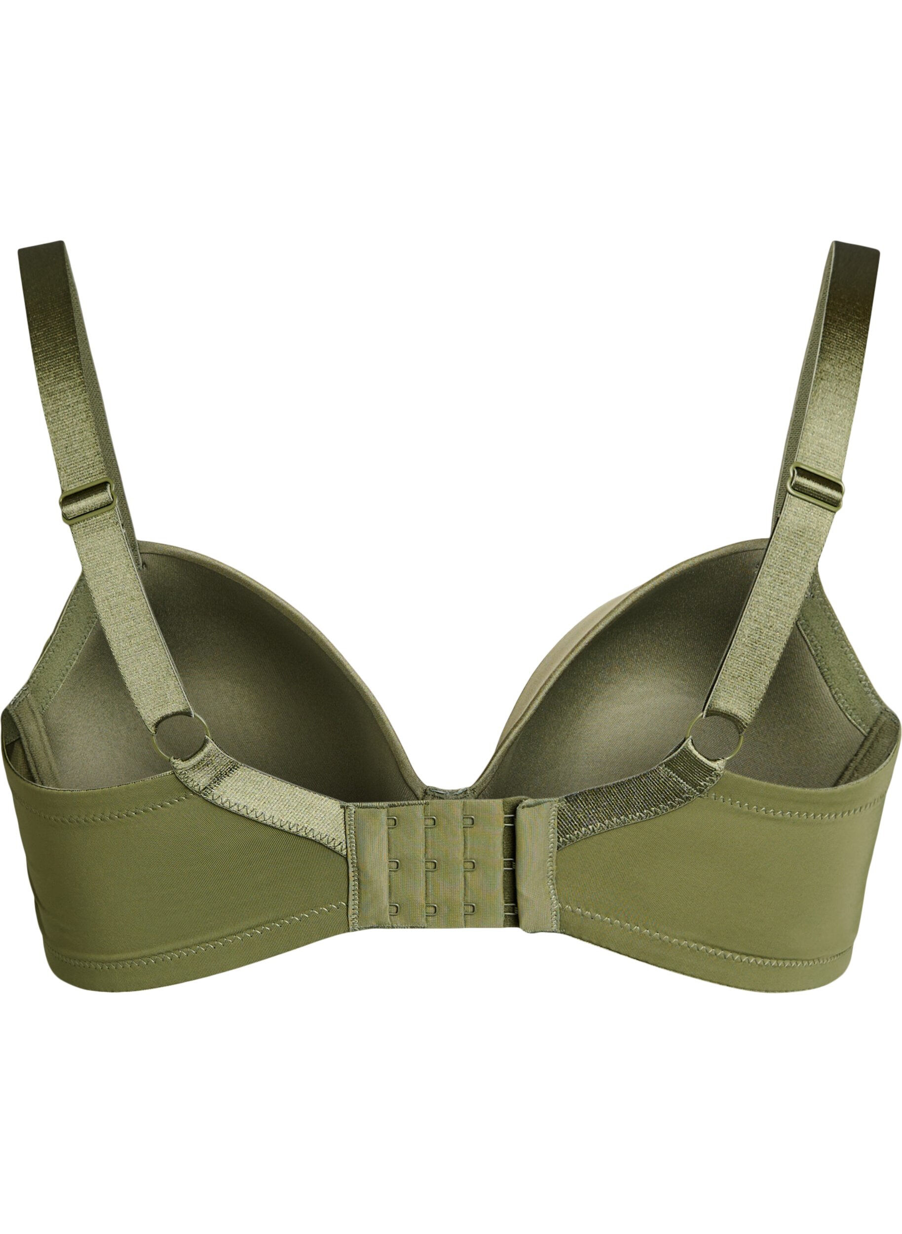 Zizzifashion Moulded bra in microfiber with satin detail, Green, Packshot image number 1