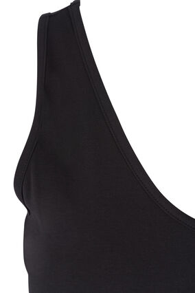 Long cotton top with lace trim , Black, Packshot image number 3