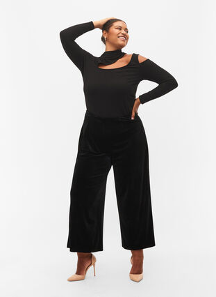 Long-sleeved top with cutouts, Black, Model image number 4