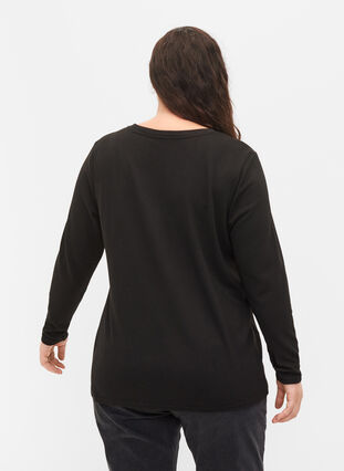 Top with similiste and long sleeves, Black, Model image number 1