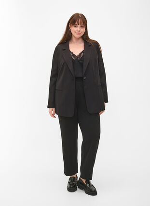 FLASH - Simple blazer with button, Black, Model image number 2