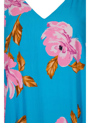 Floral viscose midi dress, Blue Pink Flower, Packshot image number 2
