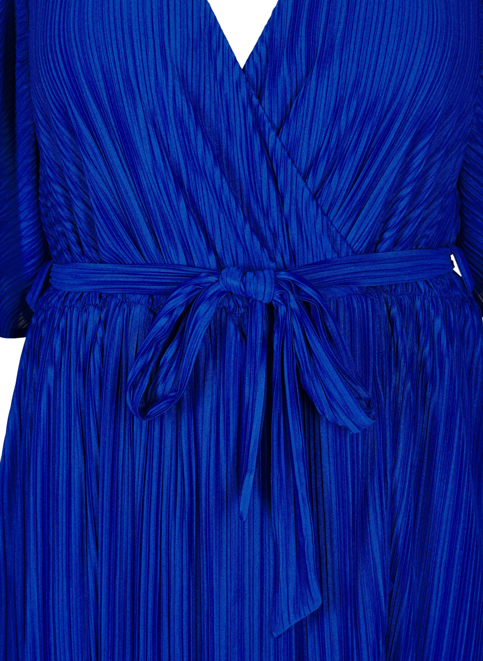 ZizzifashionPleated midi dress with batwing sleeves, Blue, Packshot image number 2