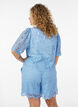 Lace shorts with high waist and pockets, Blue, Model image number 2