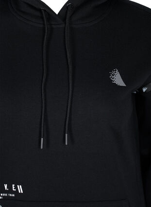 Long sweatshirt with slits and pocket, Black, Packshot image number 2