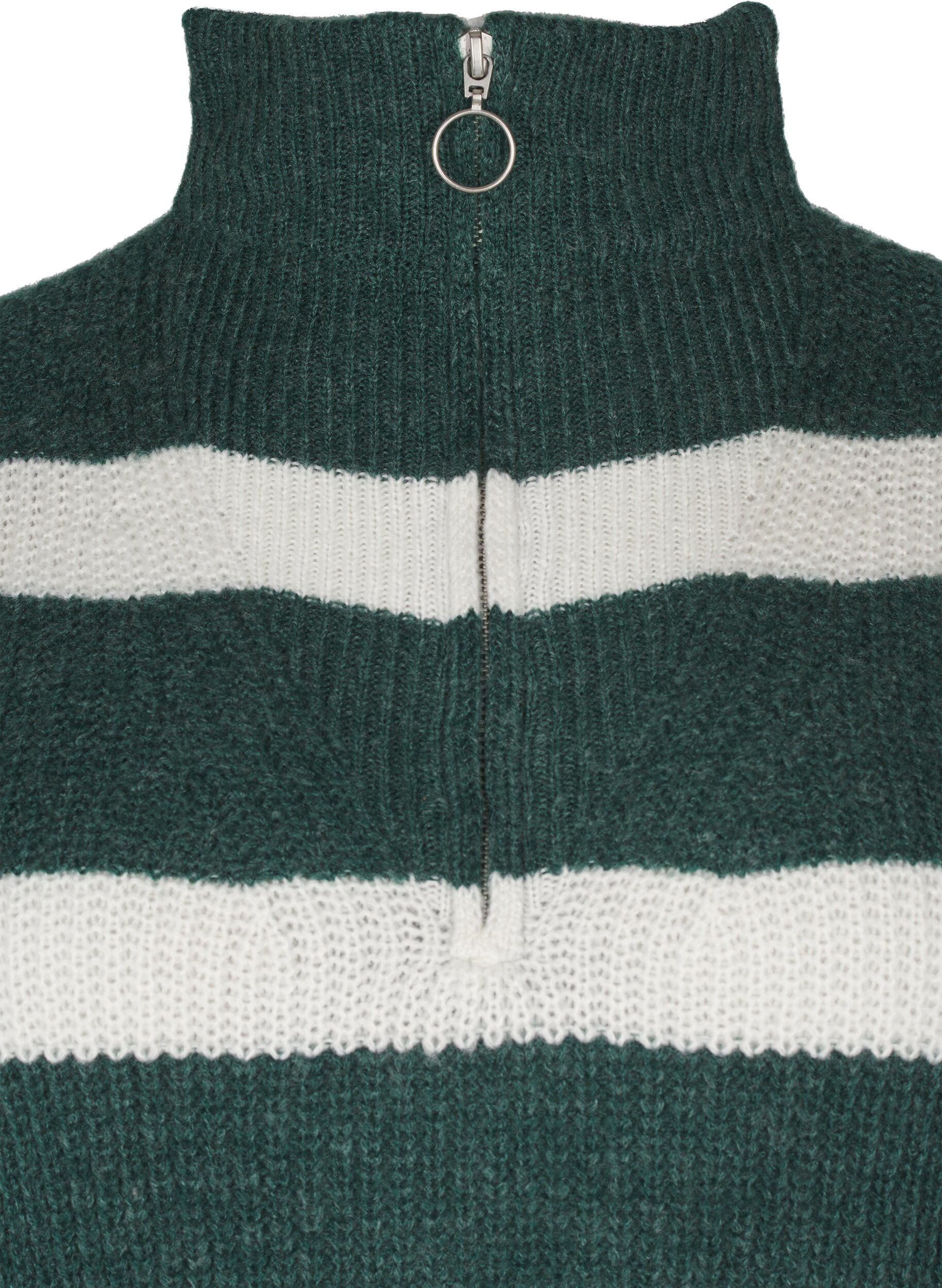 Zizzifashion FLASH - Knitted sweater with high neck and zipper, Green, Packshot image number 2