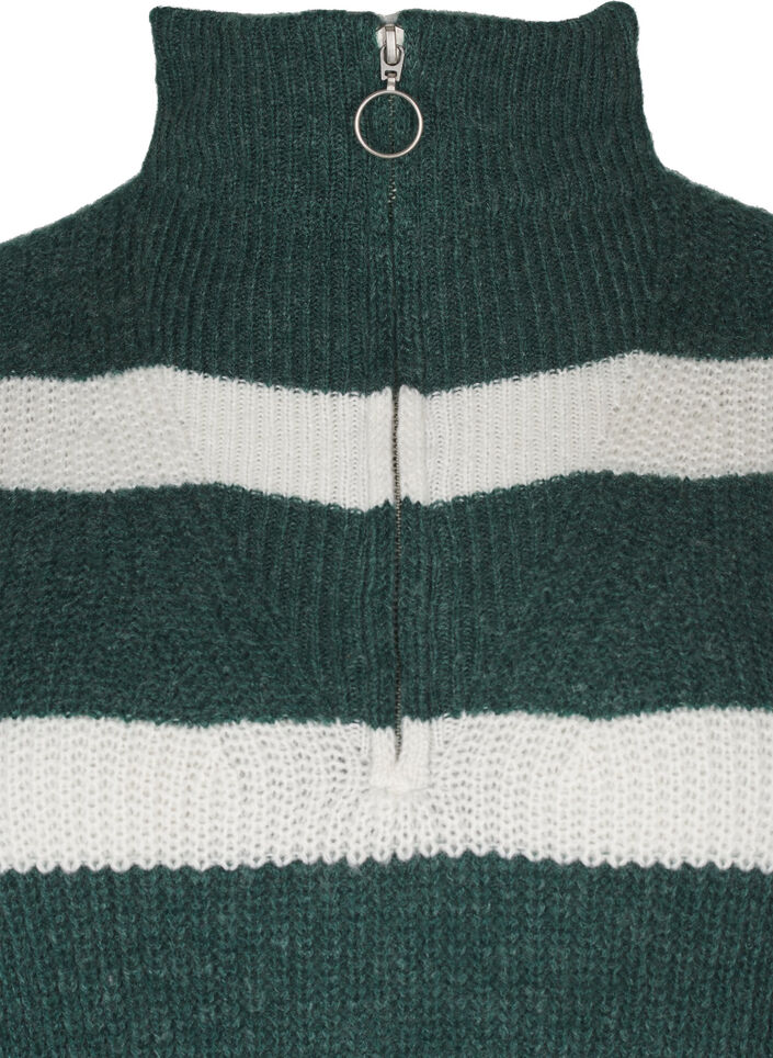 FLASH - Knitted sweater with high neck and zipper, Green, Packshot image number 2