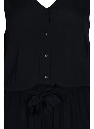 Viscose jumpsuit with buttons and tie-belt, Black, Packshot image number 2