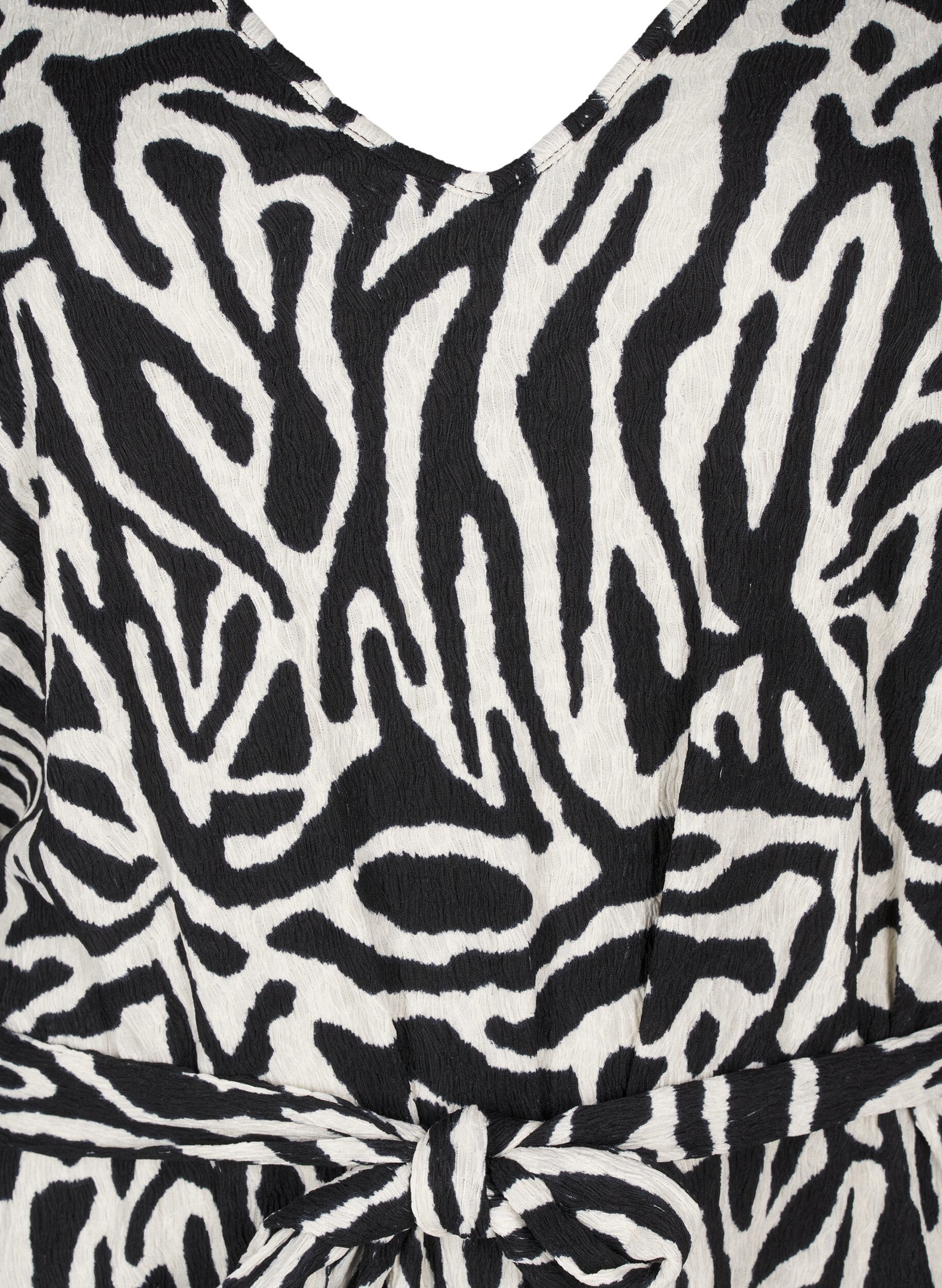 ZizzifashionShort dress with 3/4 sleeves and zebra print, Black, Packshot image number 2