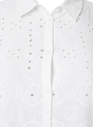 Shirt dress with embroidery anglaise, Bright White, Packshot image number 2