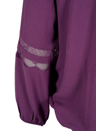 Long-sleeved blouse with lace, Deep Purple, Packshot image number 3