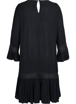 viscose dress with lace detail, Black, Packshot image number 1