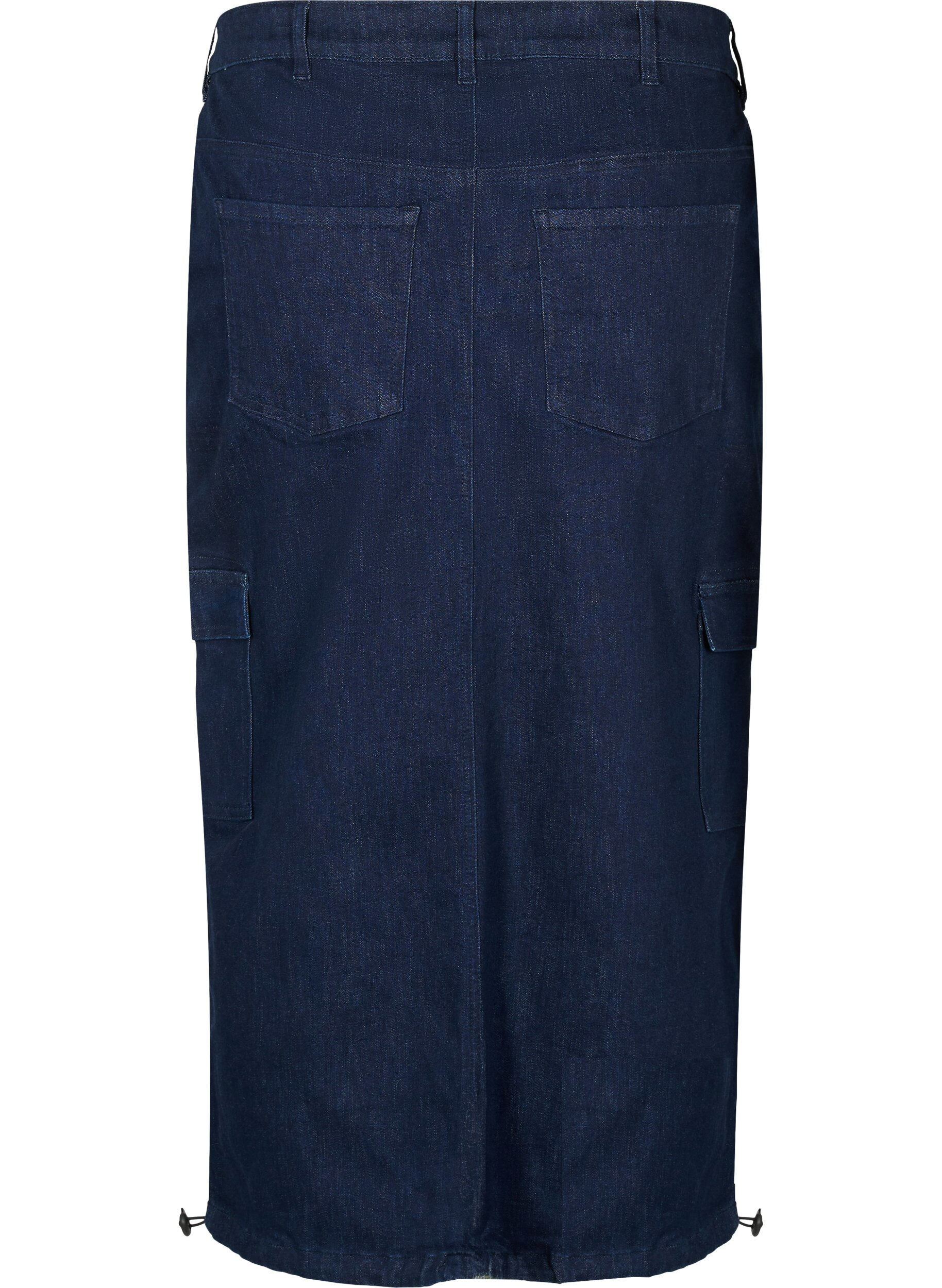 Zizzifashion Denim maxi skirt, Dark Blue Denim, Packshot image number 1