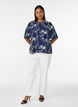 Short-sleeved blouse with embroidered pattern, Blue, Model image number 1