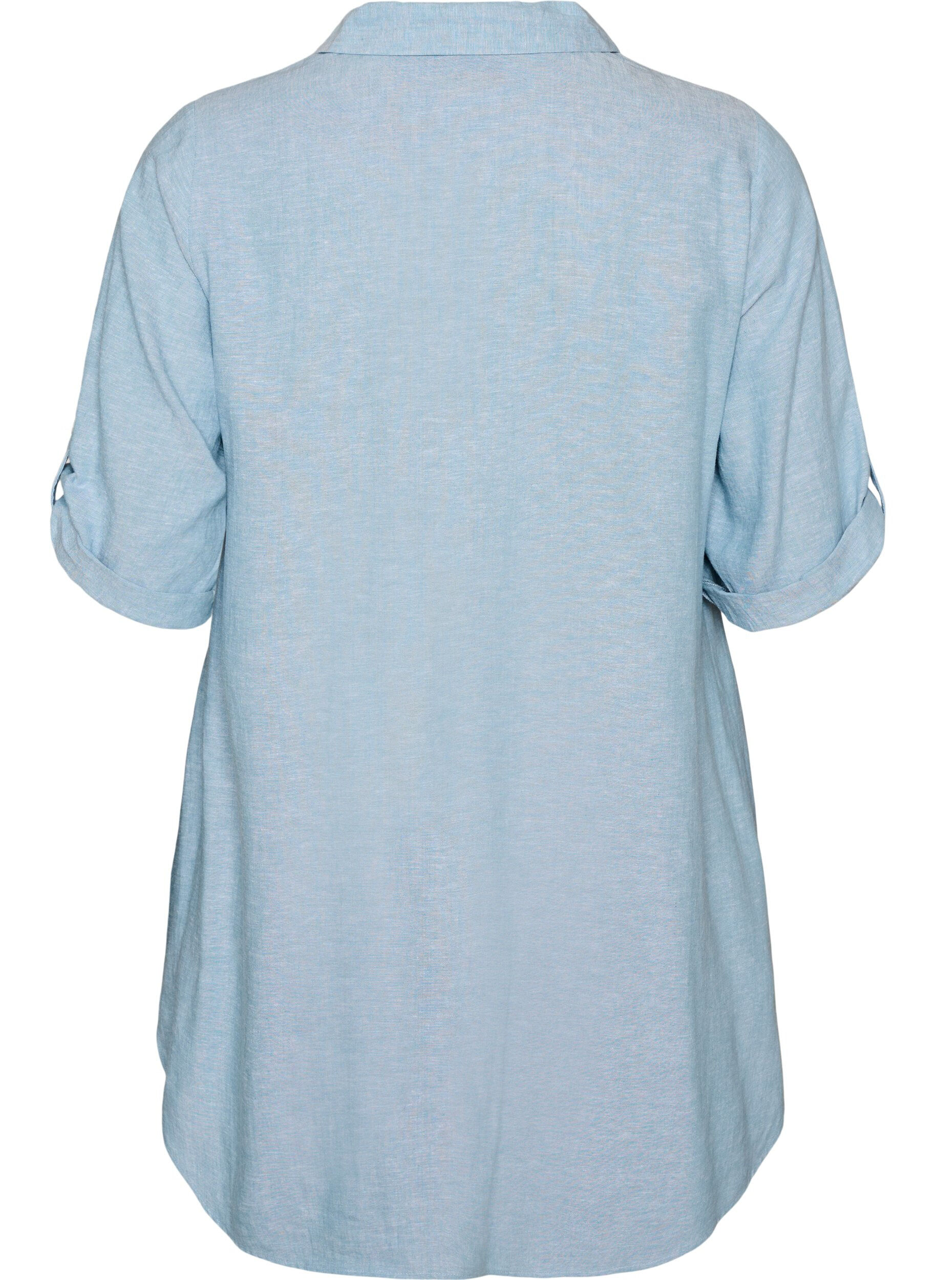 ZizzifashionLinen and viscose tunic with A-shape, Light Blue, Packshot image number 1
