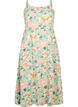 Floral viscose strap dress with smocking, Green Flower, Packshot image number 0