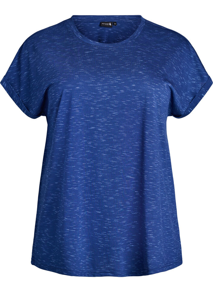Loose workout t-shirt with short sleeves, Blue, Packshot image number 0