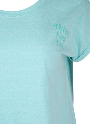 Mottled t-shirt in cotton, Aqua Splash Melange, Packshot image number 2
