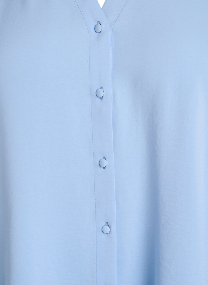Loose shirt with a v-neck and 3/4 sleeves, Light Blue, Packshot image number 2