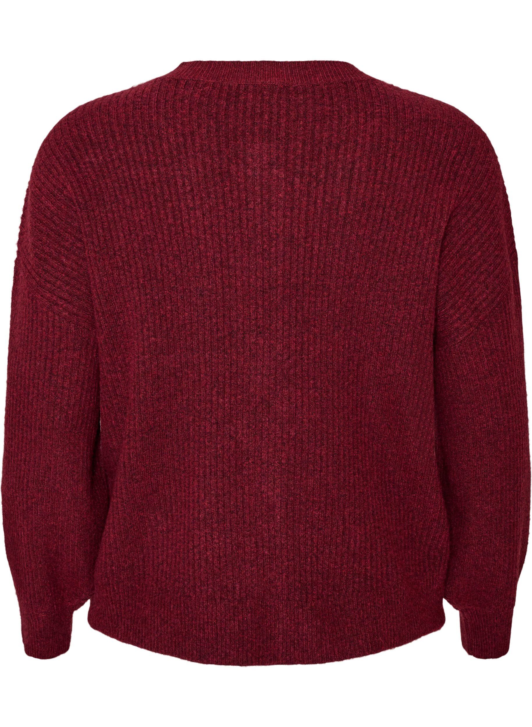 ZizzifashionRib knit cardigan with buttons, Red, Packshot image number 1