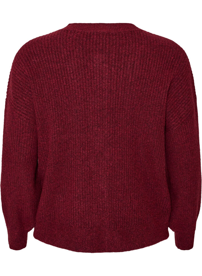 Rib knit cardigan with buttons, Red, Packshot image number 1
